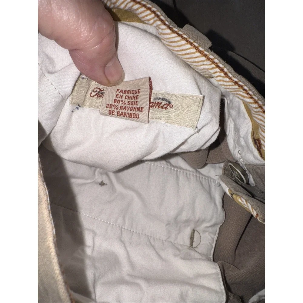 TOMMY BAHAMA Pants Mens 40x30 Brown Silk Bamboo Herringbone Pleated Trousers